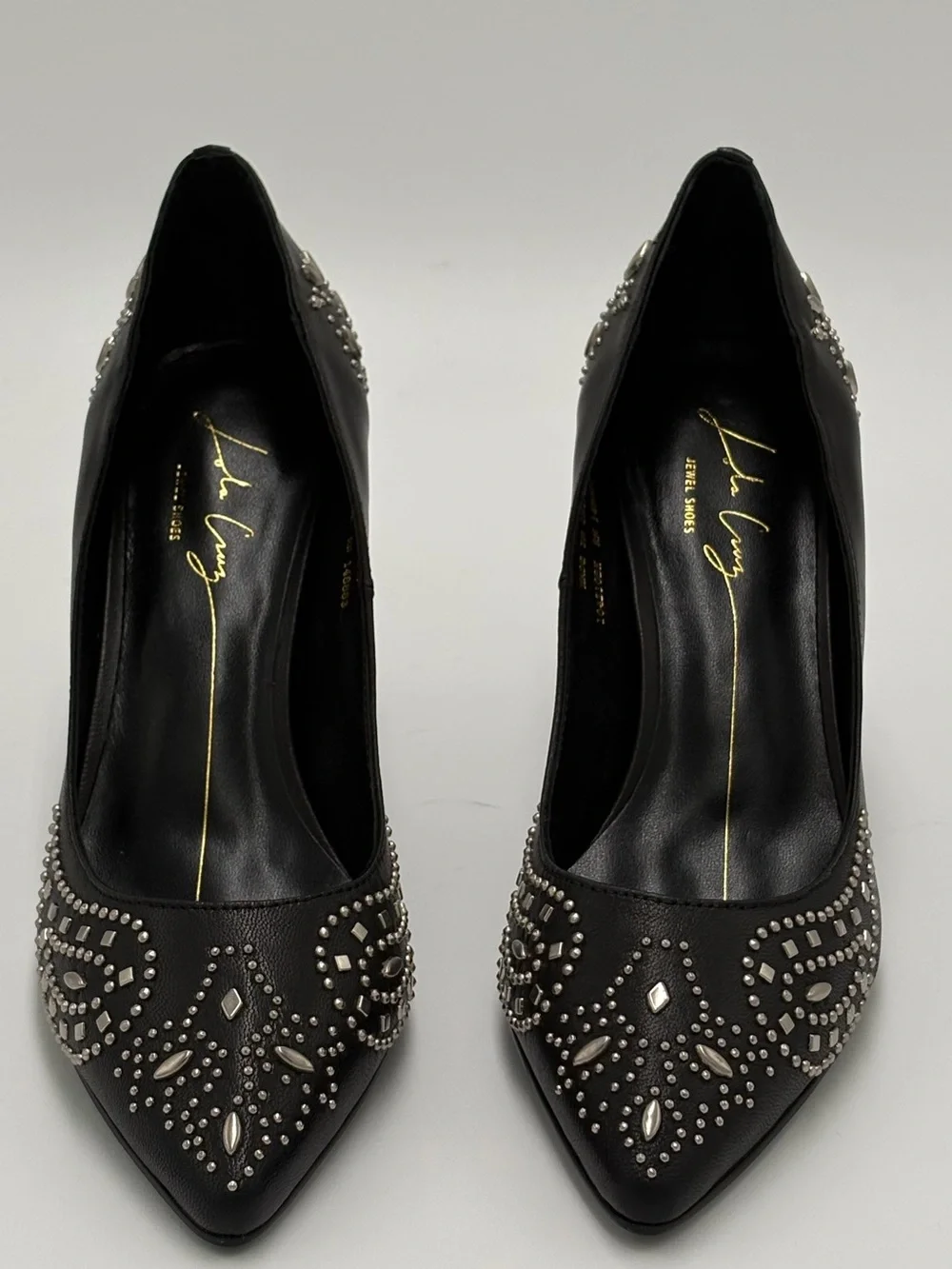 Studded Black Pointed-Toe Pumps